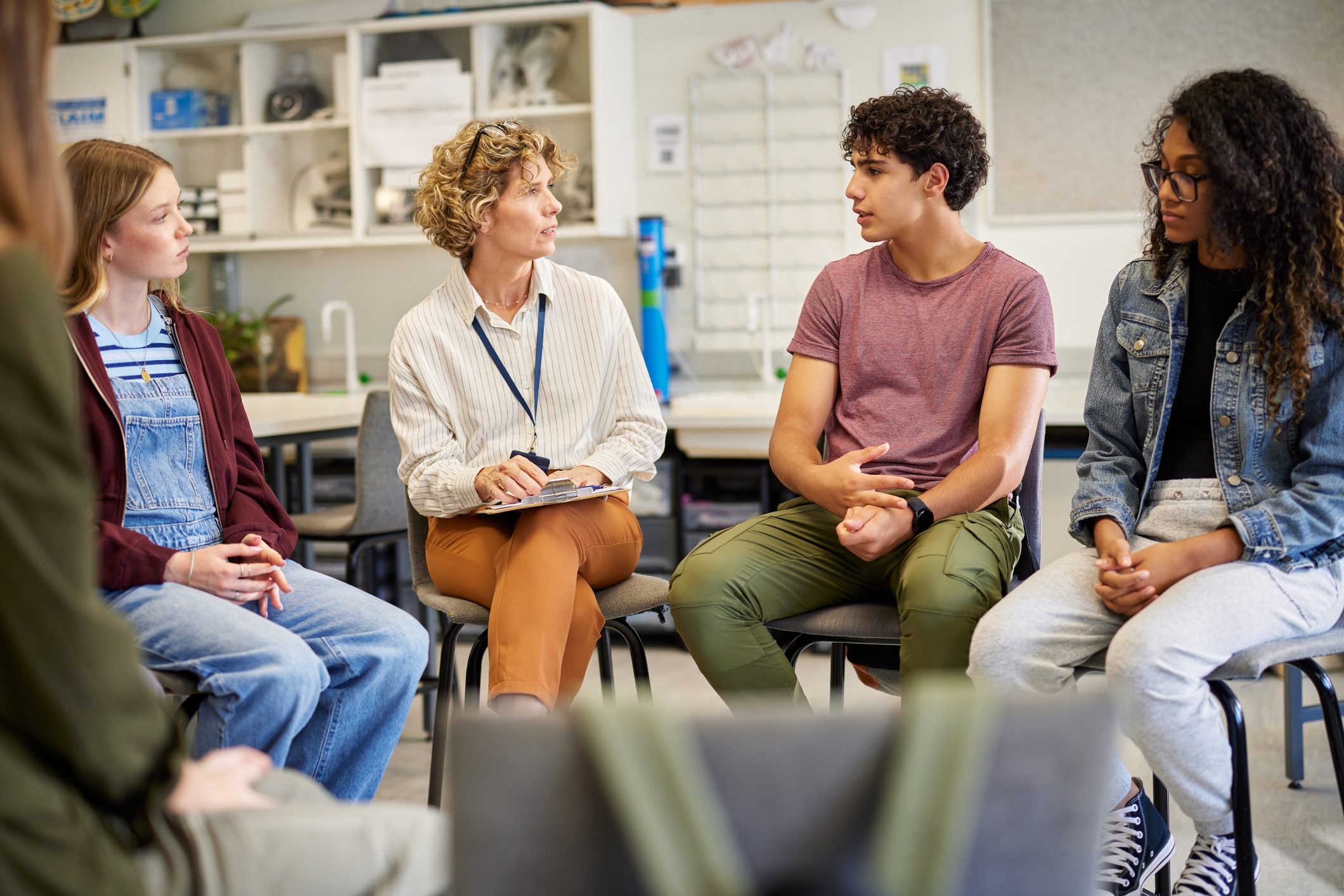 Group discussion in a classroom setting.